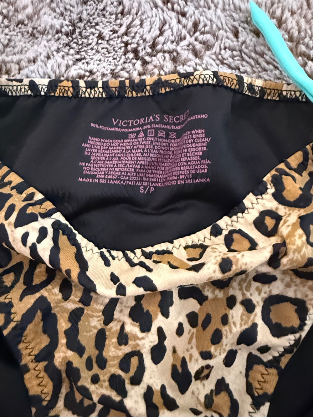 Victoria's Secret Leopard Print Bikini Bottom with Aqua Ties - Picture 2 of 3